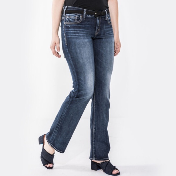 SILVER SUKI | 16 | Mid Rise Slim Leg Boot Cut Rinse Wash Denim Jeans